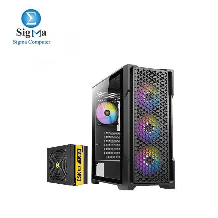 كيسة Antec AX90 بـ 4 مراوح 120mm ARGB + باور سبلاي Antec CSK 750H SEMI-MODULAR (Bronze Certified) 750W