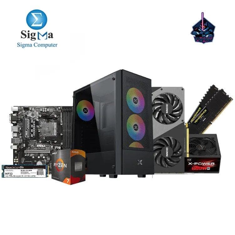 Fighter R7 5700 4060 8GB -317- MSI B450M PRO-VDH Max - AMD Ryzen 7 5700 - CORSAIR 2x8GB 3200Mhz - Inno3D RTX4060 8GB - TEAMGROUP MP33 256GB - XIGMATEK Hero II Air ARGB Plus X-Power 600W PSU