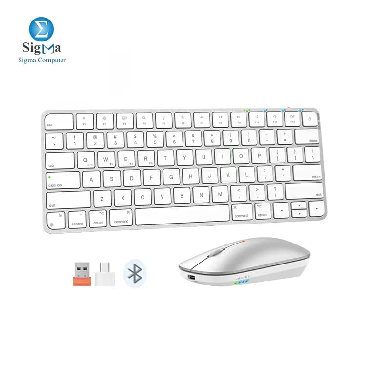 MEETION Ikey C210 Quite Slim Four Modes Keyboard And Mouse Silver Combo - SILVER WHITE
