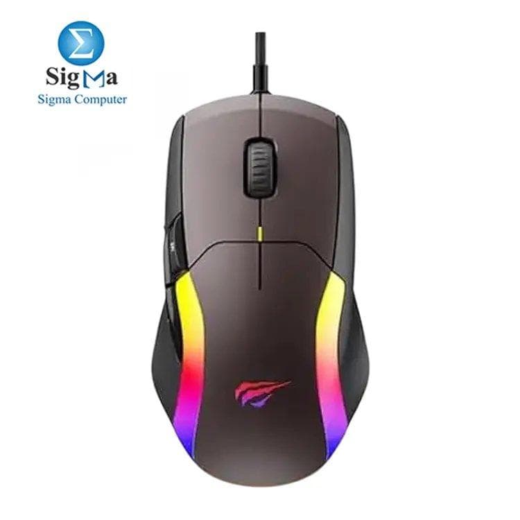 Havit MS959S RGB Wired Gaming Mouse, optical sensor, customizable DPI up to 10000, 8 programmable buttons, ergonomic ambidextrous design, RGB lighting