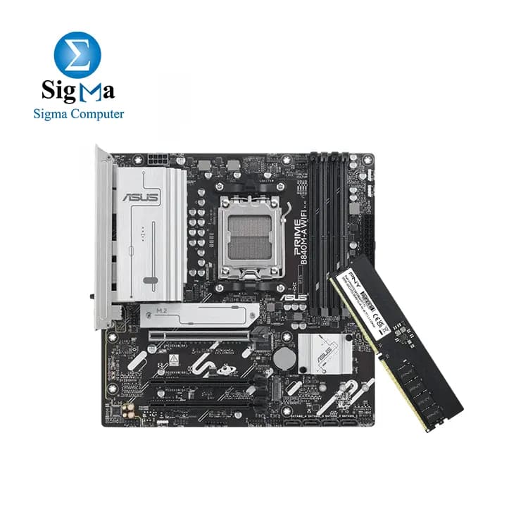 Bundle ASUS PRIME B840M-A WIFI Socket AM5 LGA 1718 Motherboard with PNY Performance 8GB DDR5 4800MHz CL40 Desktop Memory