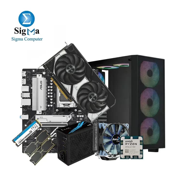 تجميعة Powered By اسوس - اي ام دي Ryzen 5 7600X TRAY - اسوس PRIME B850M-K - Lexar THOR DDR5 16GB (2x8) 6000MHz - اسوس Dual GeForce RTX 5060 8GB - Lexar NM610PRO 500GB M.2 - Aerocool B509A Flow Black + LUX 650W 80+ Bronze PSU - Aerocool Verkho 4 Dark CPU air cooler