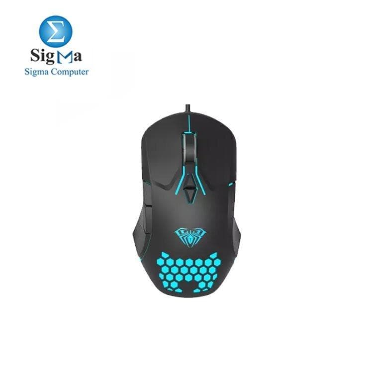 ماوس جيمنج AULA F809 بإضاءة خلفية وبرمجة ماكرو و7 أزرار و3200DPI سلكي USB