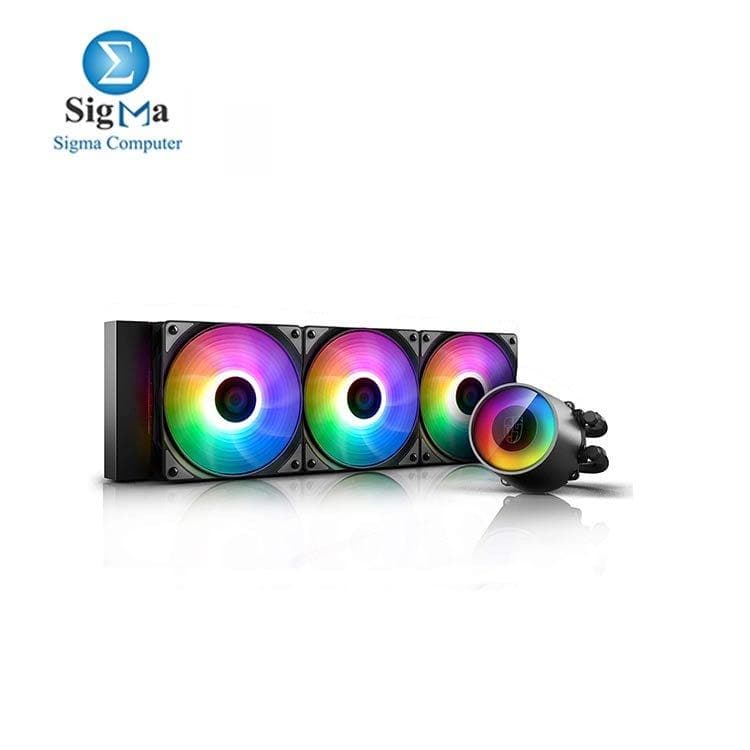 مبرد مائي ديب كول DEEPCOOL CASTLE 360 RGB V2، مقاس 360mm، تقنية منع التسريب، إضاءة RGB