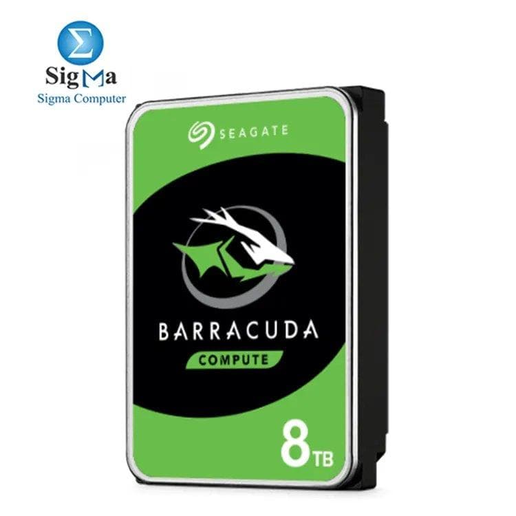 هارد ديسك سيجيت BarraCuda موديل ST8000DM004 - سعة 8TB، 3.5 بوصة، 5400 RPM، كاش 256MB، SATA 6Gb/s، سرعة تصل إلى 190MB/s
