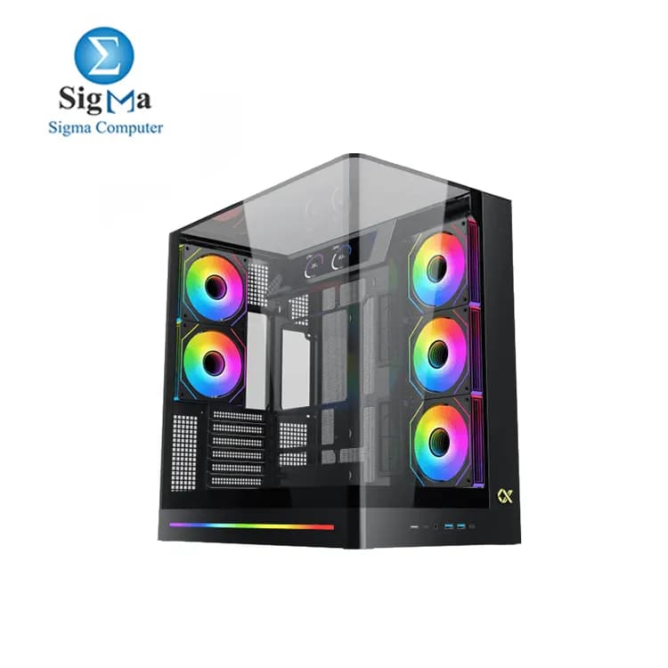 XIGMATEK Pano II LCD Type C 8 Fan ARGB Pwm 9Inch Multi Display LCD PanelCurved TG EATX Super Tower Case