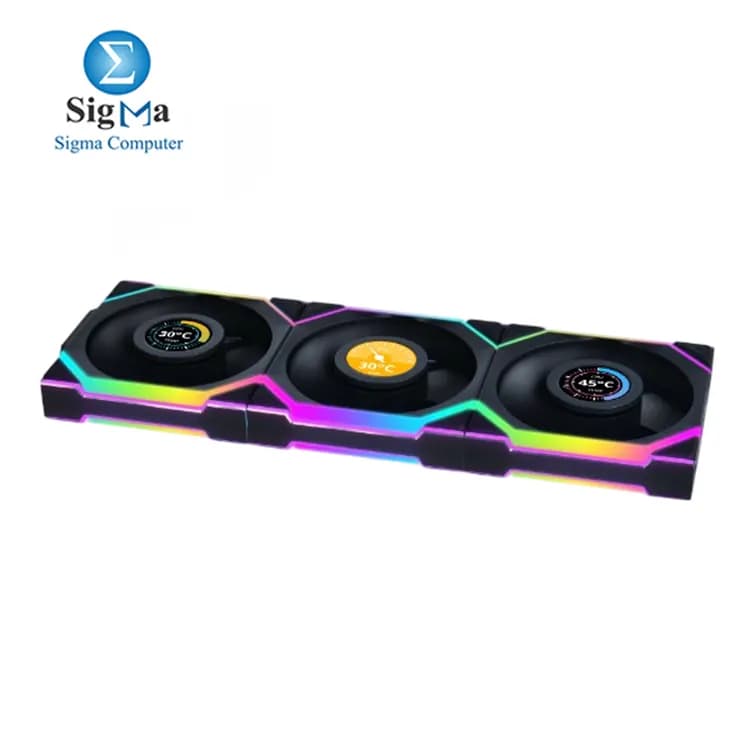مروحة Lian Li UNI Fan SL لاسلكية LCD 120 Reverse Blade ARGB عدد 3 مراوح أسود مع وحدة تحكم لاسلكية 2.4 GHz