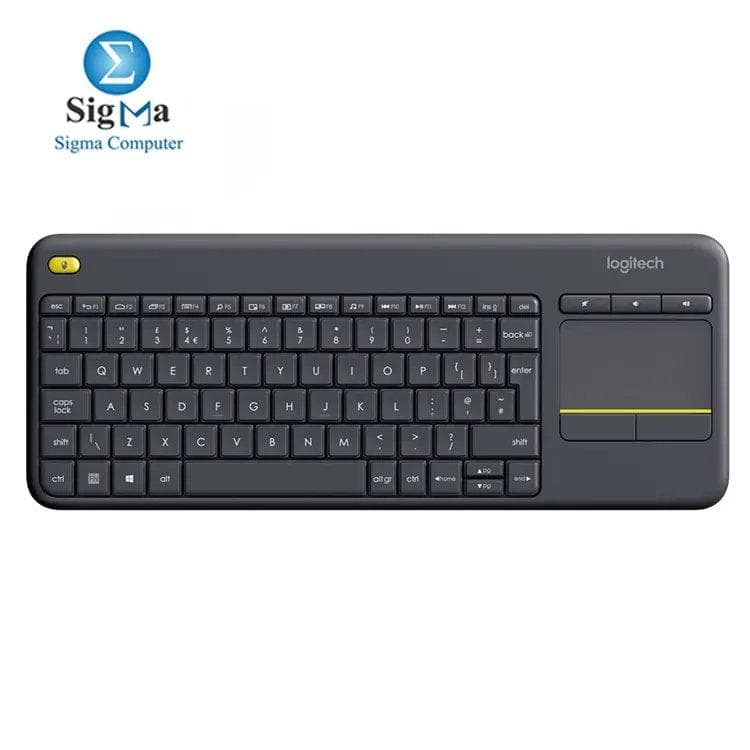 Logitech K400 Plus: Wireless (2.4GHz, 10m range), built-in touchpad, 2xAA batteries (18-month life), media keys, compatible with Windows, Android, and ChromeOS