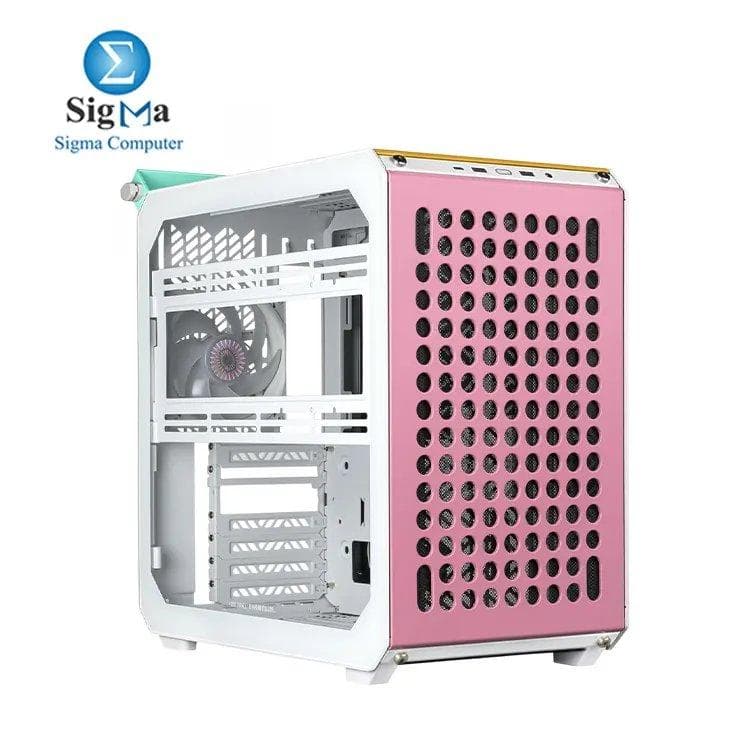 Cooler Master QUBE 500 Flatpack Macaron Small High Airflow Mid-Tower ATX Customizable Gaming PC Case, Tempered Glass, Vertical GPU Mount, USB-C, Carrying Handle, Gem Mini