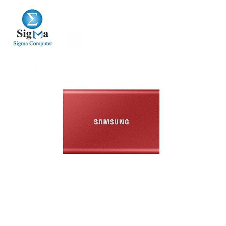 سامسونج SSD T7 خارجي سعة 500GB، منفذ USB 3.2، سرعة 1000 MB/s لون أحمر
