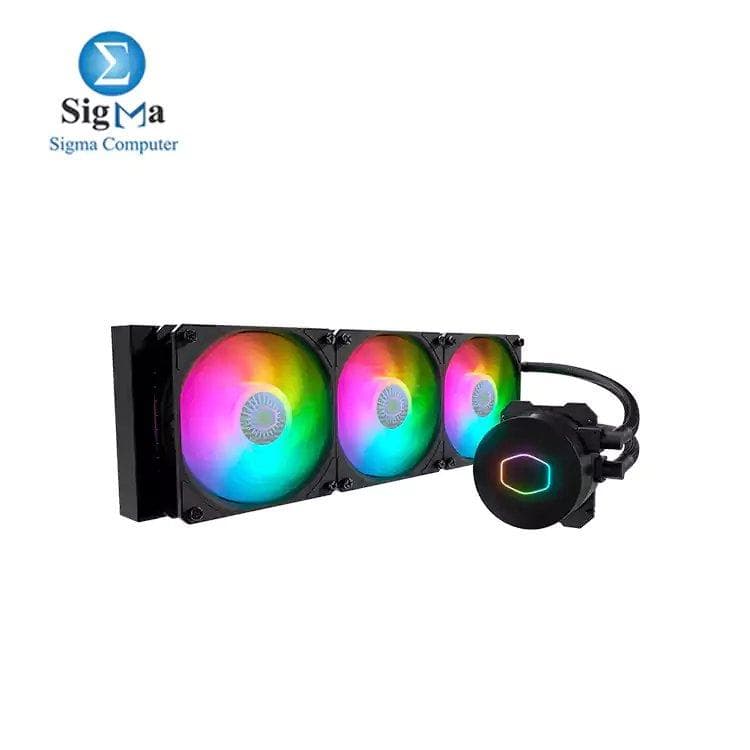 مبرد مائي للمعالج كولر ماستر MasterLiquid 360L Core ARGB - مضخة Dual Chamber Gen S، رادياتير فائق، 3 مراوح 120mm ARGB، يدعم LGA 1700 و AM5 - أسود