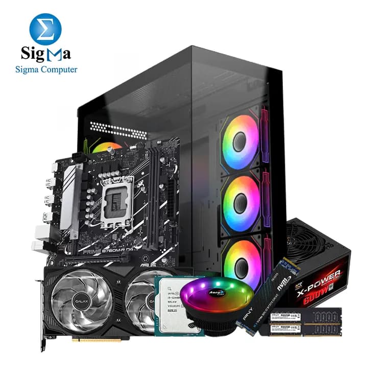 Fighter A64 - Intel Core i5-12400F Tray - Aerocool Core plus ARGB Cooler - ASUS PRIME B760M-R D4 - GALAX RTX 5060 TI 8G EX DDR7 - PNY 16GB Performance DDR4 3200MHz (2X8) - PNY CS2230 500GBM.2 - XIGMATEK Blast ARGB CASE + X-Power 600W 80 Plus White