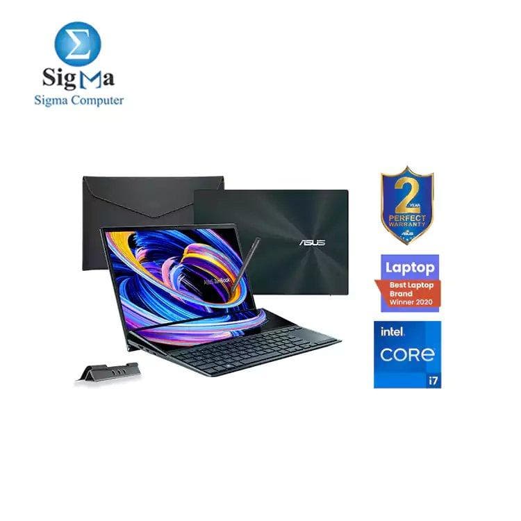 لابتوب اسوس زين بوك Duo 14 UX482EG-KA087T، معالج انتل كور i7-1165G7، رام 16 جيجابايت، هارد 1 تيرابايت SSD، كرت شاشة MX450 2 جيجابايت، شاشة 14 بوصة تاتش FHD، ويندوز 10