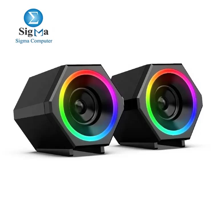 Kisonli 6060 Desktop RGB Computer Speaker 10W Sound Composition Notebook USB Multimedia Speaker