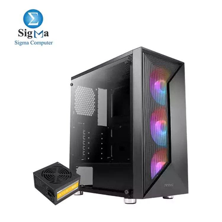 كيسة Antec NX320 Mid-Tower ATX بـ 3 مراوح 120M ARGB مع باور سبلاي ATOM B650 650W BRONZE 80 PLUS