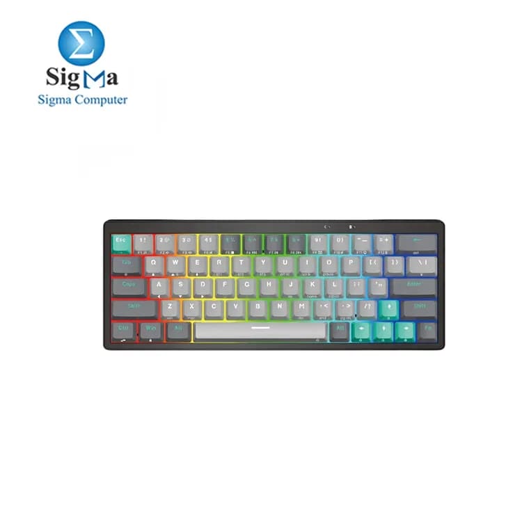 كيبورد لاسلكي جيمنج FANTECH MK912 ATOM PRO63 RGB، لون أسود ميركوري، سويتش أحمر