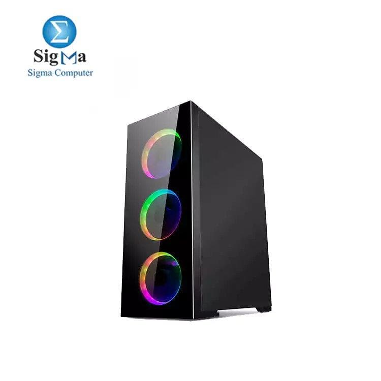 2B (PW017) كيسة جيمنج Mid Tower Ecstasy بطلاء أسود كامل مع 4 مراوح RGB
