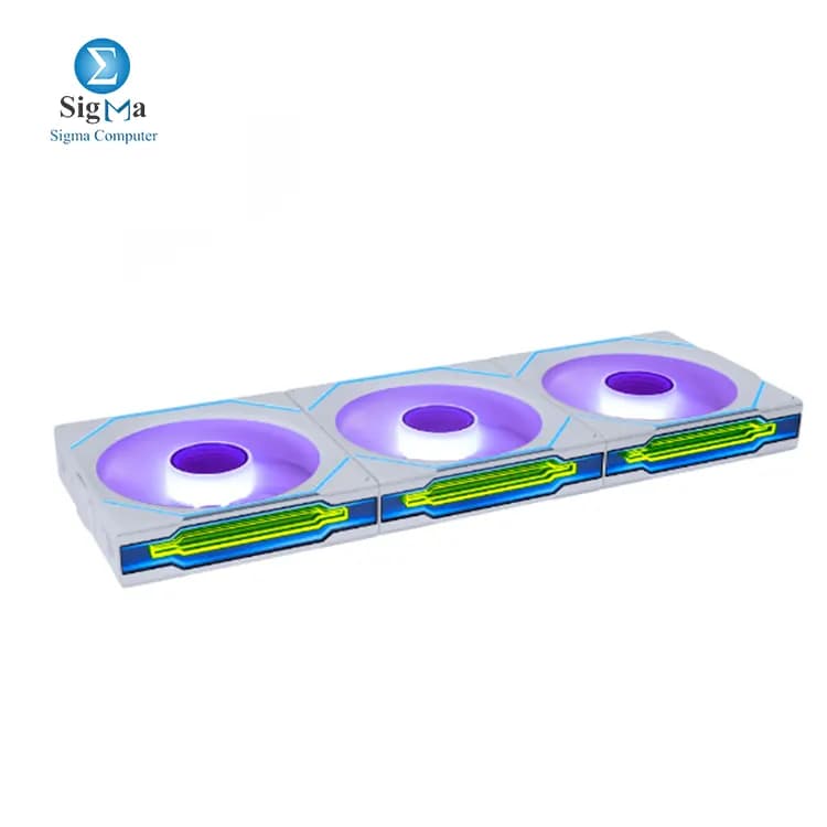 طقم 3 مراوح ليان لي UNI Fan SL Infinity لاسلكية 120 ريفيرس بليد ARGB أبيض مع وحدة تحكم لاسلكية 2.4 GHz Fan-12RSLIN1W3W