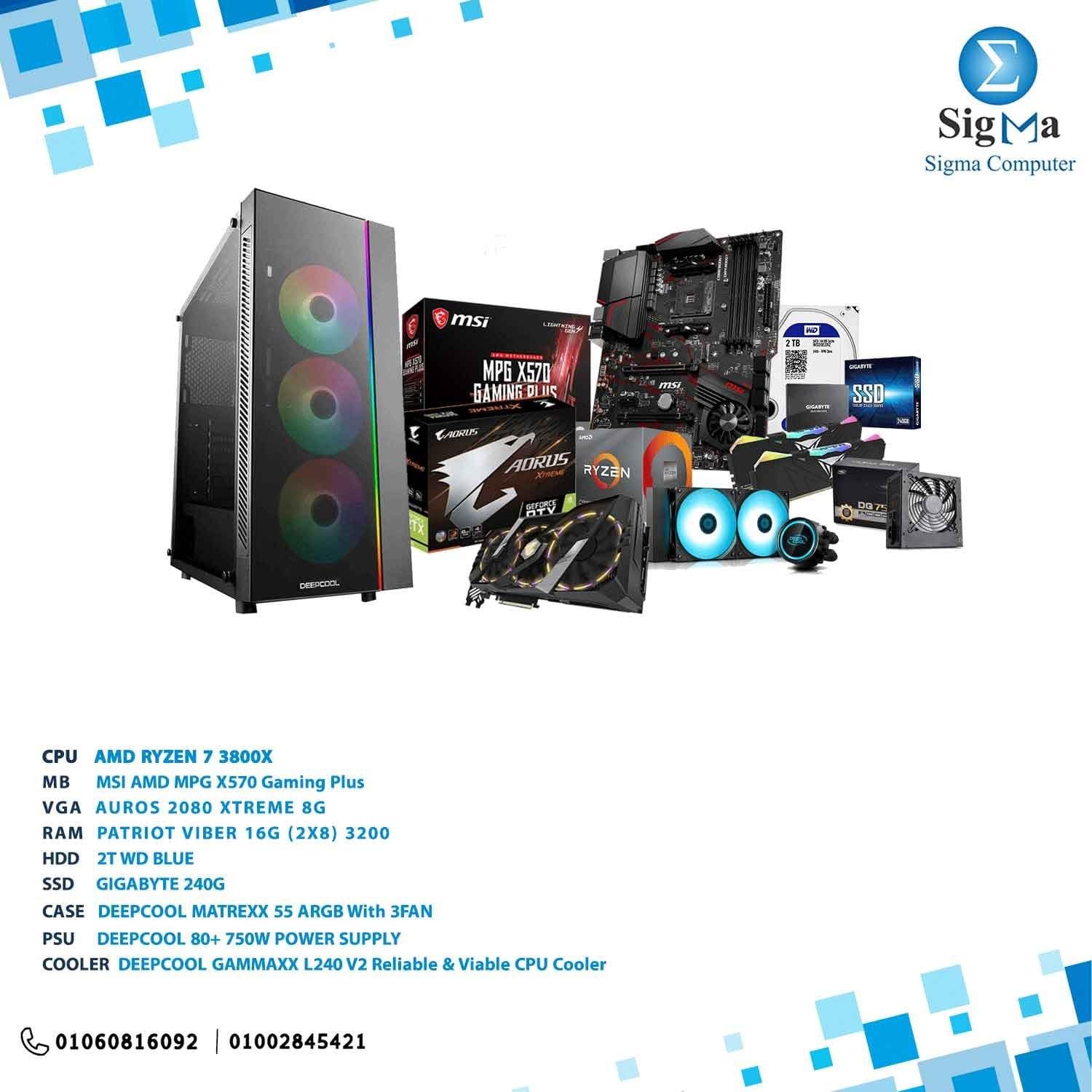 باندل لوحة أم X570 مع كرت شاشة 2080 ومعالج 3800X Ryzen - رام 16G