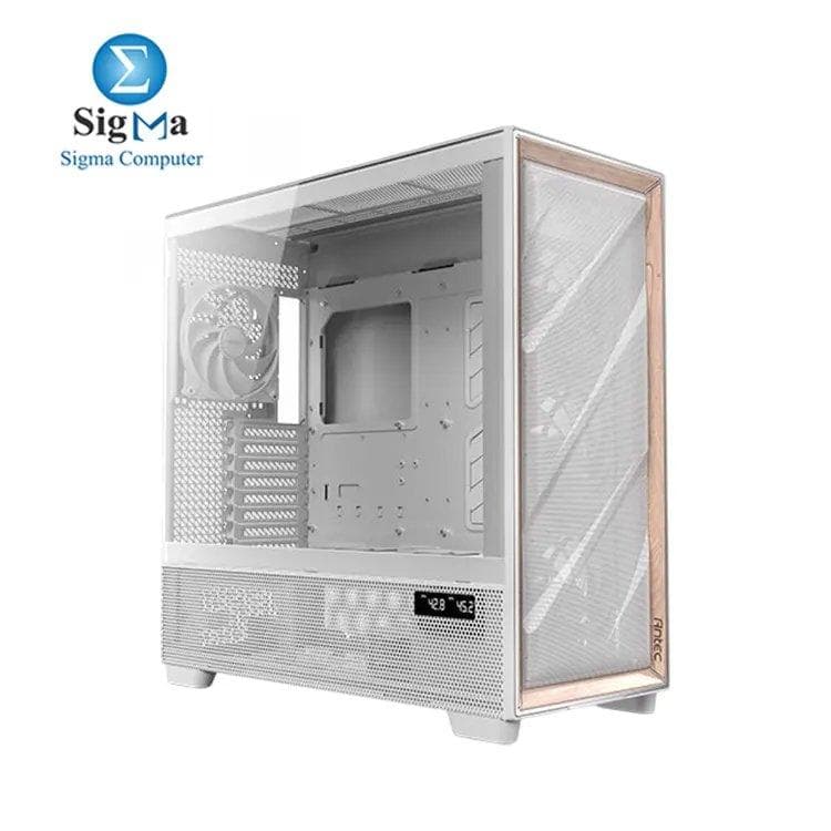 كيسة Antec FLUX PRO WHITE Full Tower تدعم لوحات أم من E-ATX إلى ITX، جوانب زجاجية، 6 مراوح PWM، دعم رادياتير حتى 420mm