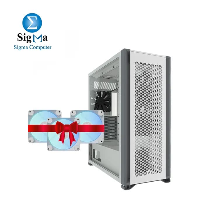 Bundle Corsair 7000D AIRFLOW Full-Tower ATX Case – White with APNX FP1-R 120 Reverse KIT 3 FANS + APNX HUB FREE