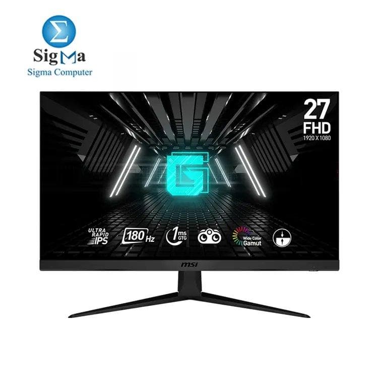 شاشة كمبيوتر ام اس اي G2712F مقاس 27 بوصة FHD، تردد 180Hz، تدعم Adaptive-Sync، مداخل HDMI و Display Port و VGA، قابلة للتعليق VESA، قابلة للإمالة وتعديل الارتفاع، سماعات، استجابة 1ms، لون أسود، ضمان 3 سنوات