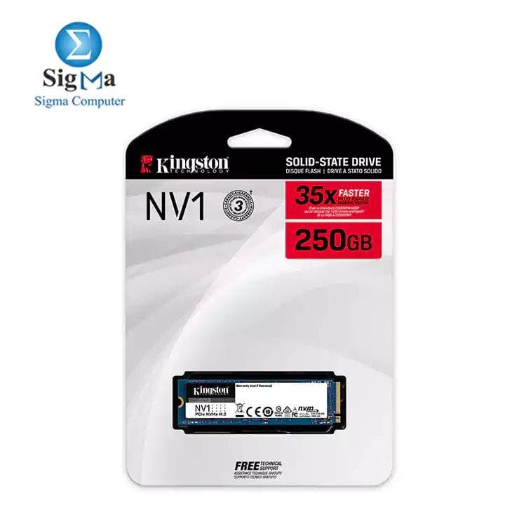 هارد كينجستون NV1 داخلي سعة 250G من نوع M.2 2280 NVMe PCIe SSD بسرعة تصل إلى 2100 MB/s SNVS 250G