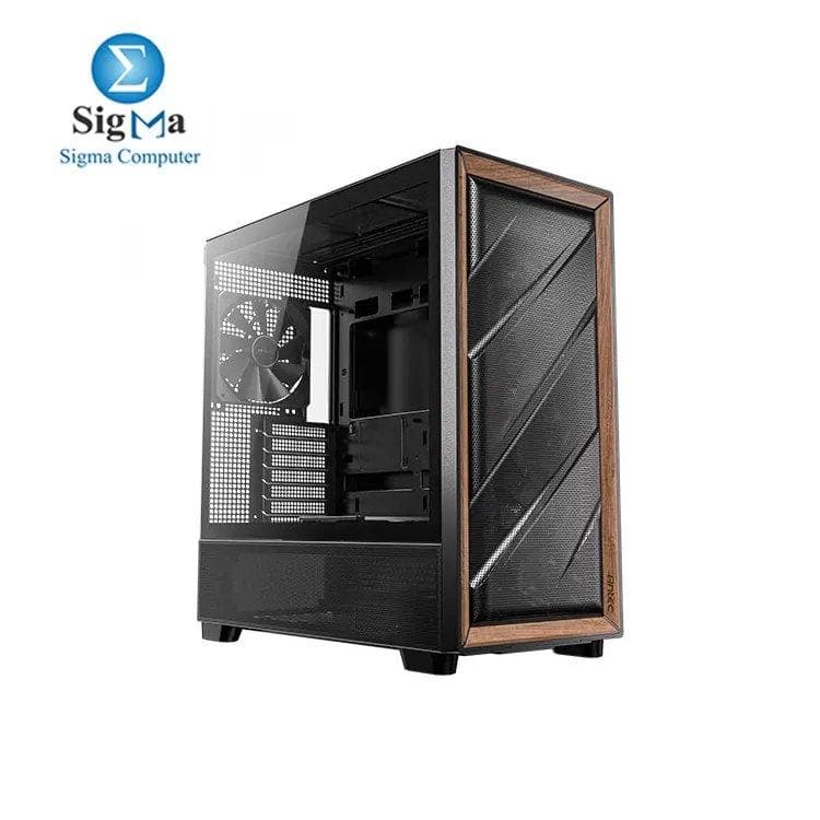Antec Flux Wood, 5 x PWM Fans Included, High-Airflow Front Panel with Walnut Wood, Type-C, 420mm Radiator & Back Connect Motherboard Support, Up to 9 Fans Simultaneously, Mid-Tower E-ATX PC Case