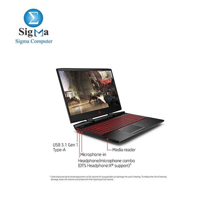لابتوب جيمنج اتش بي Omen 2019 مقاس 15 بوصة، معالج انتل i7-9750H، كرت شاشة انفيديا GTX 1650 4GB، رام 16GB، هارد 1T 256GB SSD، يدعم VR، ويندوز 10 هوم