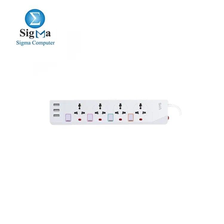 مشترك كهرباء SIA GEN1، عدد 3 منافذ USB-A و 4 مقابس كهرباء
