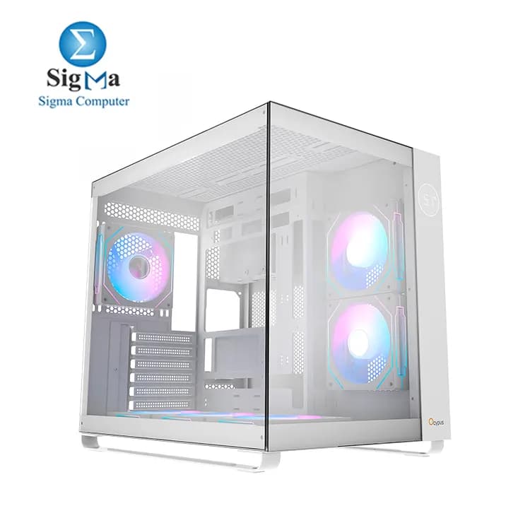 كيسة Ocypus Iota C70 أبيض بـ 6 مراوح ARGB LED وشاشة رقمية