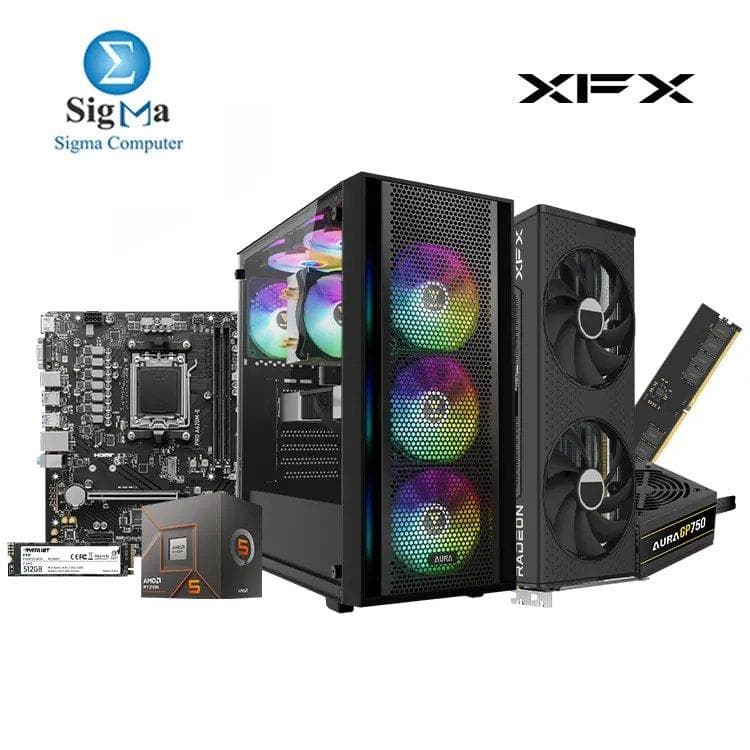 XFX Builds -7- MSI A620M-E - AMD Ryzen 5 8400F - Lexar 1x16GB 5600MHz - XFX RX 7600 XT 16GB - Patriot P300 512GB - GAMDIAS AURA GC2 ELITE And AURA GP750 750W