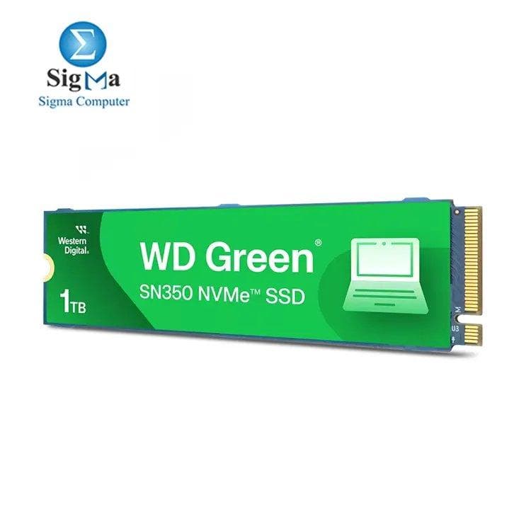 ويسترن ديجيتال هارد ديسك 1TB WD Green SN350 NVMe داخلي SSD - Gen3 PCIe، QLC، M.2 2280، سرعة تصل إلى 3,200 MB/s - WDS100T3G0C