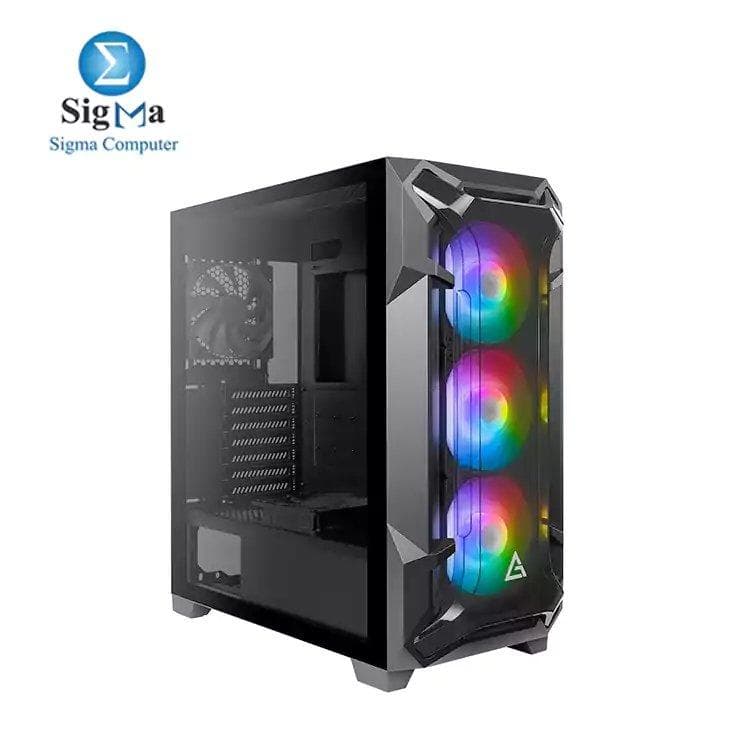 كيسة Antec Dark League DF600-RGB FLUX، منصة FLUX، تشمل 3 مراوح 120mm ARGB ومروحة 120mm عكسية ومروحة 120mm