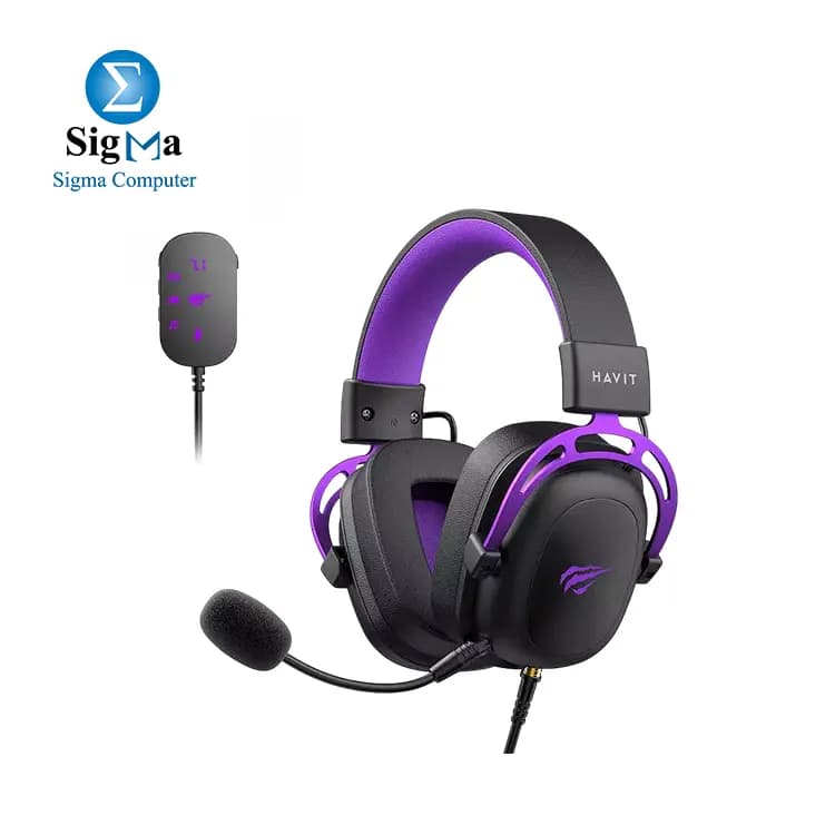 Havit Headset Gamer H2002C+U, 7.1 Surround, Drivers 53mm, Preto e Roxo, Black / Purple