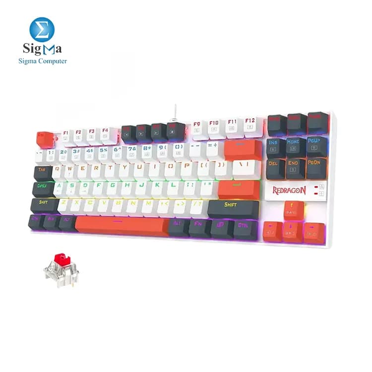 ريدراجون KUMARA K552 WLR-R كيبورد ميكانيكي سويتش أحمر بإضاءة رينبو (أبيض/أسود)