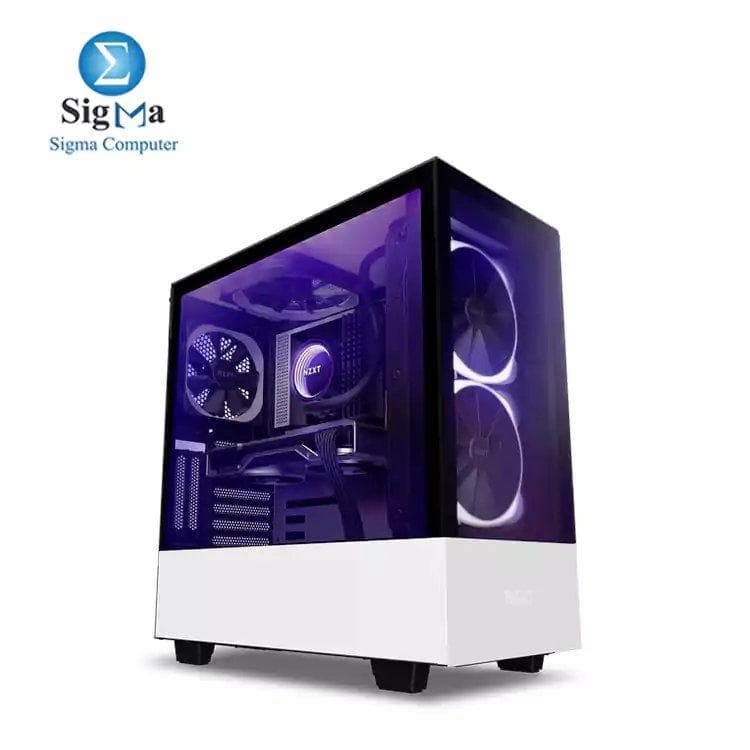 NZXT H510 Elite CA-H510E-W1 كيسة جيمنج ATX Mid-Tower مميزة 2 مروحة RGB 140MM-1 مروحة 120MM- 1 مروحة 140MM/ أبيض
