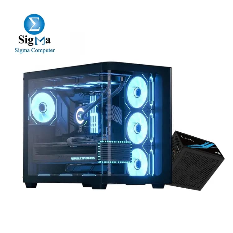 AEROCOOL P500C-G-BK-v1 Mid-Tower Case with 4 ARGB Fans & Tempered Glass with Aerocool LUX 750W Bronze – 80Plus Bronze