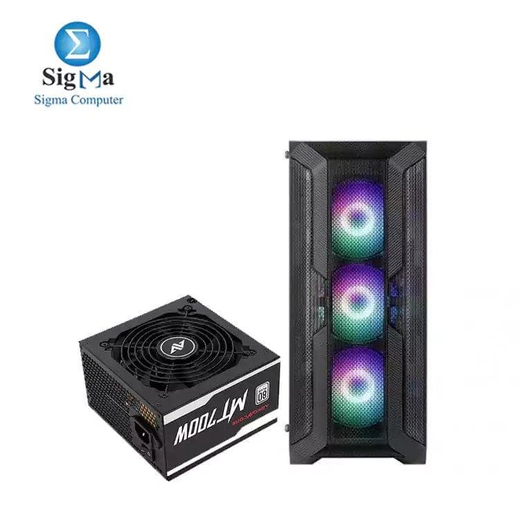 كيسة ABKONCORE H250X مع 4 مراوح RGB وباور سبلاي 700W 80 PLUS WHITE