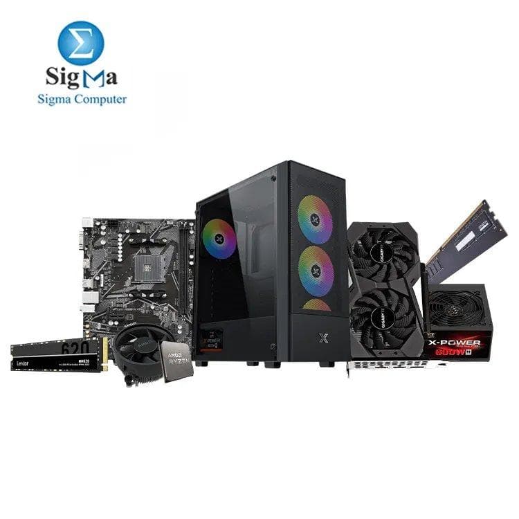 تجميعة جيمنج Dragon R3 4100 1650 4GB - معالج AMD RYZEN 3-4100 - لوحة أم جيجابايت A520M-K V2 - كرت شاشة جيجابايت GTX 1650 4GB - رام 8GB - هارد 256GB SSD - كيسة XIGMATEK Hero II Air مع باور سبلاي 600W
