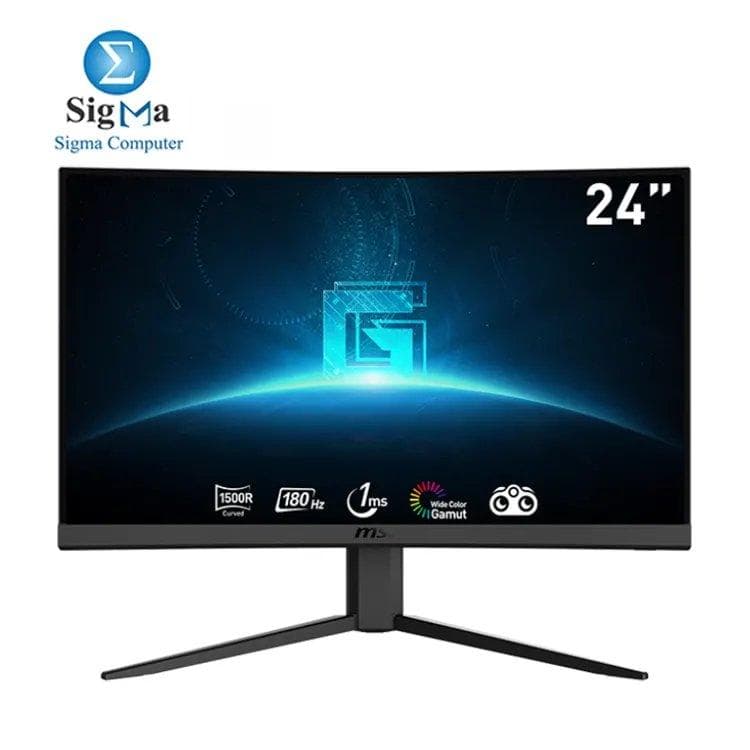 شاشة ام اس اي Optix G24C4 E2 - مقاس 23.6 بوصة FHD منحنية VA، 180Hz، 1ms، Adaptive Sync، ألوان واسعة، مضادة للوميض، تصميم بدون حواف