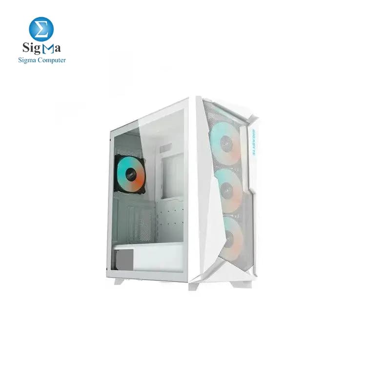 GIGABYTE C301 Glass White - White Mid Tower PC Gaming Case, Tempered Glass, USB Type-C, 4X ARBG Fans Included (GB-C301GW)