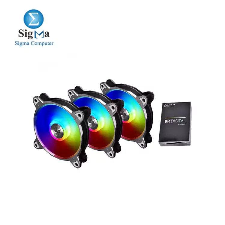 مراوح ليان لي BORA DIGITAL رمادي مع وحدة تحكم 3*1 RGB