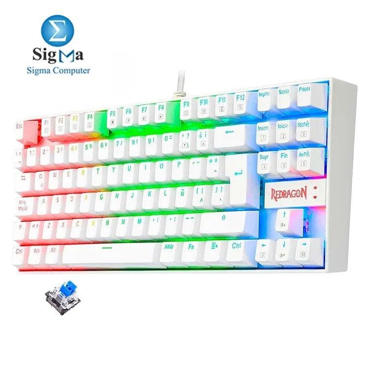كيبورد جيمنج ميكانيكي ريدراجون K552 KUMARA بإضاءة RGB - سويتش أزرق - أبيض
