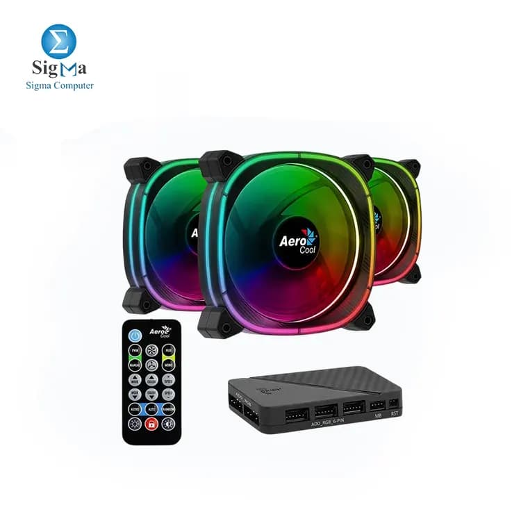 Aerocool Astro 12 Pro 12CM ARGB FANS x 3 | H66F HUB x 1 | REMOTE CONTROL x 1