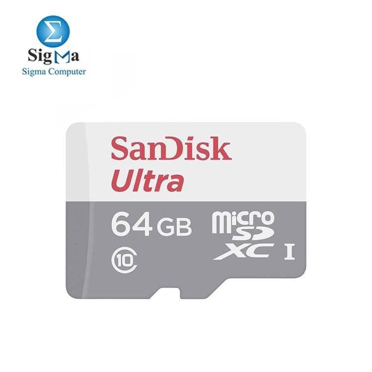 كارت ميموري سانديسك Micro SDXC سعة 64 جيجابايت C10 UHS-1 100 ميجابايت/ثانية SDSQUNR-GN3MN
