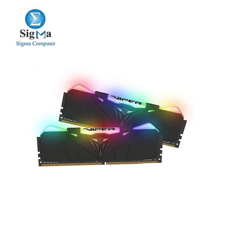 طقم رامات باتريوت فايبر جيمنج للكمبيوتر RGB DDR4 3000MHz 16GB 2*8 - لون أسود