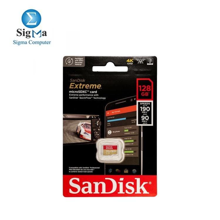 كارت ذاكرة سانديسك EXTREME MICRO SDXC-128G-UHS-1-SDSQXAA-GN6MN