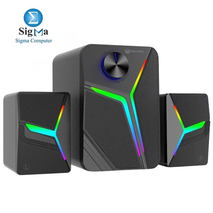 Meetion SP2111 Pro 2.1 Channel Gaming Speakers with 15W Output, RGB Lighting, Bluetooth 5.0, and Touch Volume Control