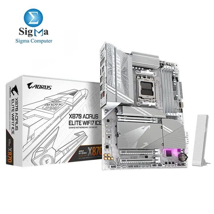 لوحة أم جيجابايت X870 AORUS ELITE WIFI7 ICE: AM5، DDR5 256GB، PCIe 5.0، 4x M.2، USB4، Wi-Fi 7، 2.5GbE، HDMI 2.1، ATX